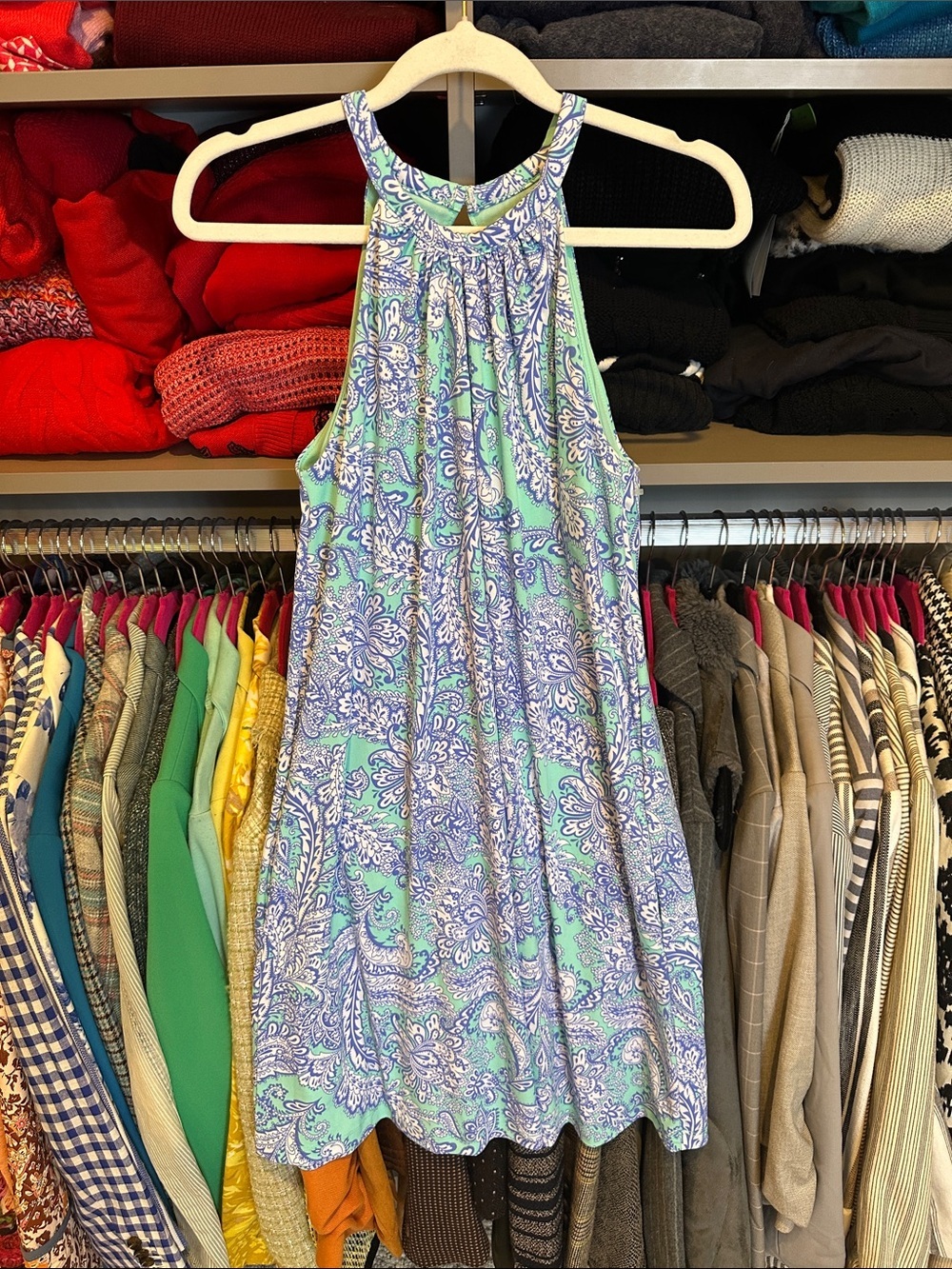 Cynthia Rowley blue/white print sleeveless 2 pocket dress size XS NWT